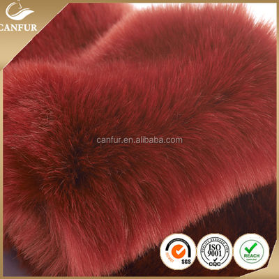 100% poliestere Materiale di ricambio pelliccia di volpe finta tinto per abbigliamento lussuoso e confortevole