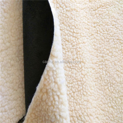 Tessuto di suede sherpa sintetico in poliestere 100% giallo chiaro per clienti finali