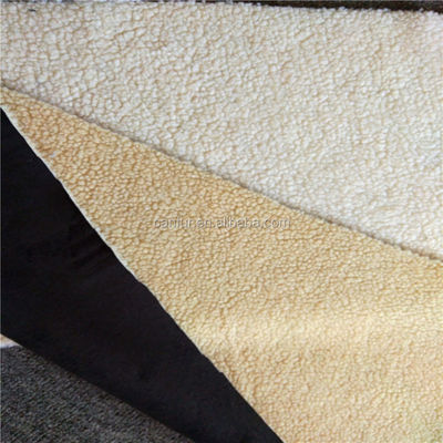 Tessuto di suede sherpa sintetico in poliestere 100% giallo chiaro per clienti finali