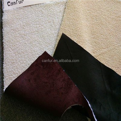 Tessuto di suede sherpa sintetico in poliestere 100% giallo chiaro per clienti finali