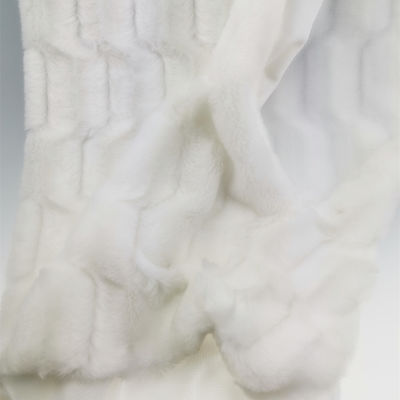 Tricot a maglia tessuto in peluche PV bianco spazzolato per coperte e cuscini tipo a maglia