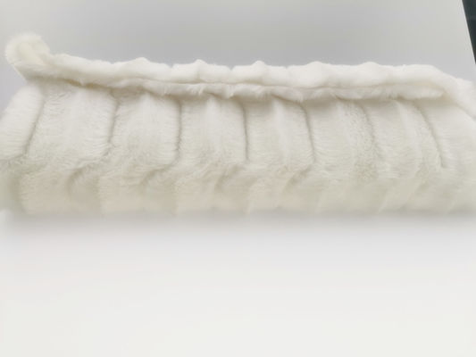 Tricot a maglia tessuto in peluche PV bianco spazzolato per coperte e cuscini tipo a maglia