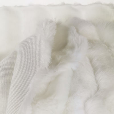 Tricot a maglia tessuto in peluche PV bianco spazzolato per coperte e cuscini tipo a maglia