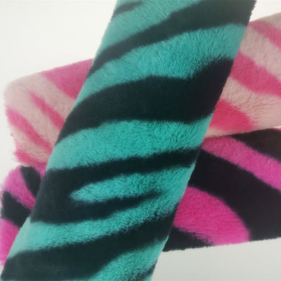 Tricot di 15 mm in maglia 100% poliestere molto morbido con strisce di zebra stampato tessuto di pelliccia di coniglio falso