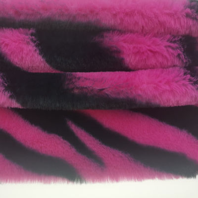 Tricot di 15 mm in maglia 100% poliestere molto morbido con strisce di zebra stampato tessuto di pelliccia di coniglio falso