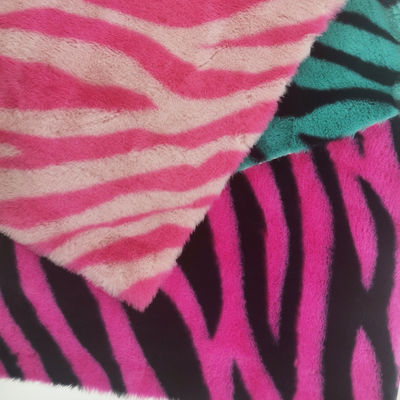 Tricot di 15 mm in maglia 100% poliestere molto morbido con strisce di zebra stampato tessuto di pelliccia di coniglio falso
