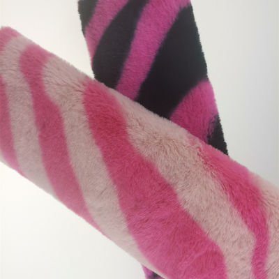 Tricot di 15 mm in maglia 100% poliestere molto morbido con strisce di zebra stampato tessuto di pelliccia di coniglio falso