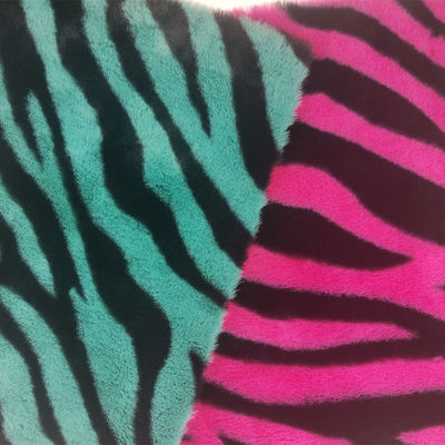 Tricot di 15 mm in maglia 100% poliestere molto morbido con strisce di zebra stampato tessuto di pelliccia di coniglio falso