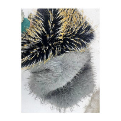 Materiale del retro 100% poliestere pelliccia grigia stampata con punta nera tessuto artificiale pelliccia