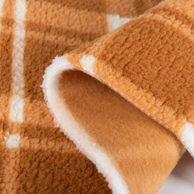 100% poliestere Check Design tessuto Sherpa pelliccia morbido tessuto Sherpa fine per abbigliamento