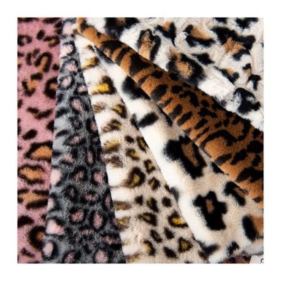 Tessuto a maglia 100% poliestere super morbido Leopardo Stampa Pelle di coniglio Pelle finte Tessuto di pelliccia spessa