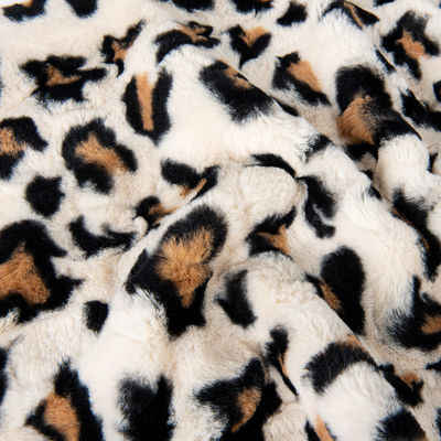 Tessuto a maglia 100% poliestere super morbido Leopardo Stampa Pelle di coniglio Pelle finte Tessuto di pelliccia spessa