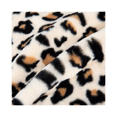 100% Poliestere Super Soft Leopard Stampa Pelliccia di Coniglio Fuso Pelliccia Tessuto per la Realizzazione di Abbigliamento