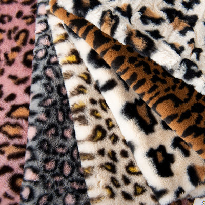 100% Poliestere Super Soft Leopard Stampa Pelliccia di Coniglio Fuso Pelliccia Tessuto per la Realizzazione di Abbigliamento